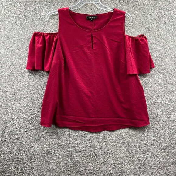 Lane‎ Bryant Womens Top 20 Maroon 100% Polyester Cold Shoulder Pullover Shirt - Picture 1 of 10